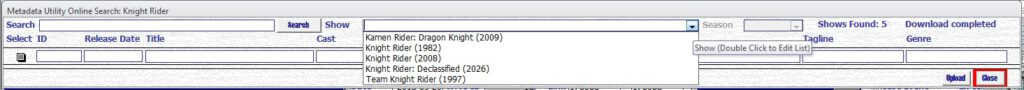 Metadata Utility – Online Search Tool Show