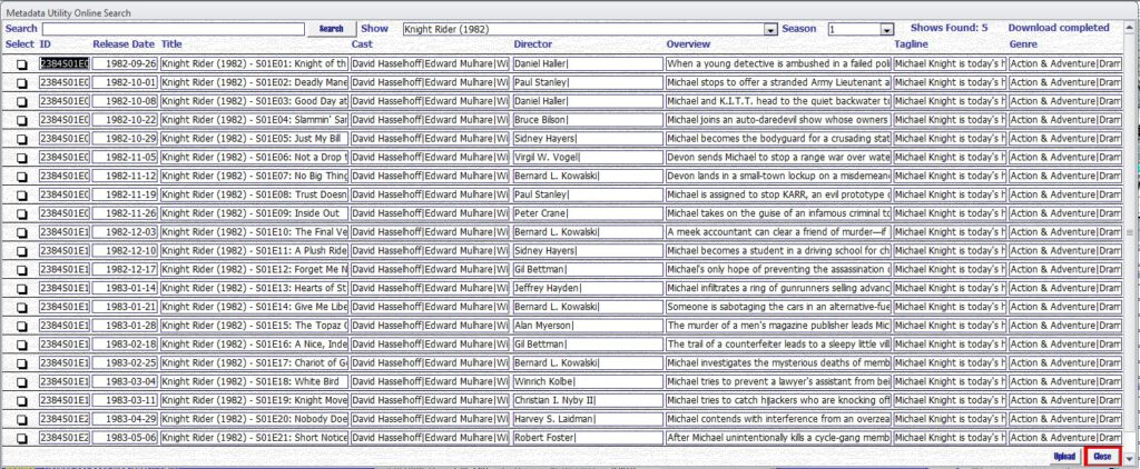 Metadata Utility – Online Search Tool Show