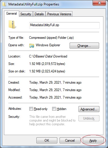 Metadata Utility – Download - Properties - Unlock - Apply