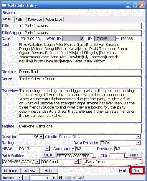 Metadata Utility – Main - Movie Path