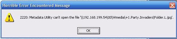 Metadata Utility – Messages - File Not Found