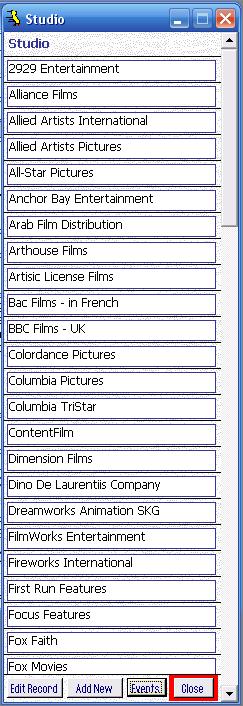 Metadata Utility – Studio List