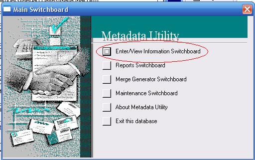 Metadata Utility – Main Switchboard