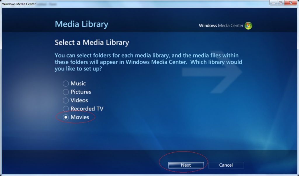 Windows Media Center - Settings - Media Library - Movies