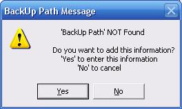 Metadata Utility – Messages - BackUp Path Not Found