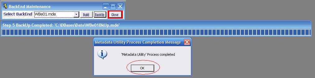 Metadata Utility – Messages - BackEnd BackUp Rebuild - Completed