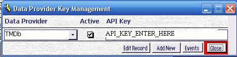 Metadata Utility – Data Provider API Key Maintenance