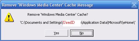 Metadata Utility – Messages - Delete Windows Media Center Cache