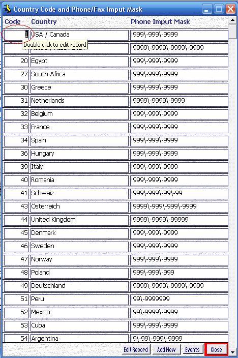 Metadata Utility – Edit Country and Input Mask