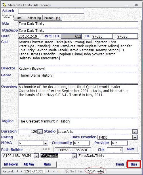 Metadata Utility – Main - Advanced Search