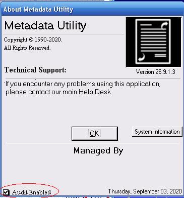 Metadata Utility – About Information