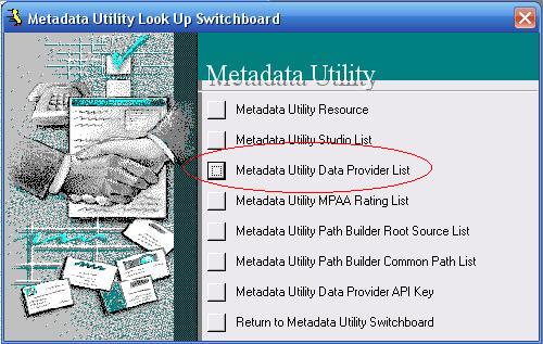 Metadata Utility – Data Provider List