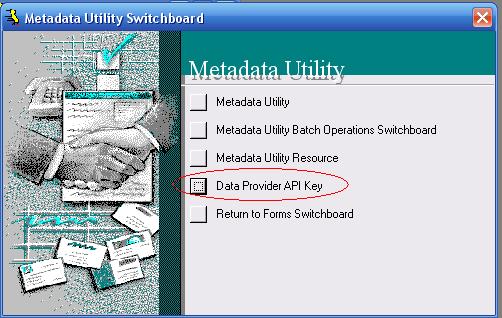 Metadata Utility – Data Provider API Key