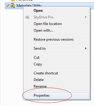 Metadata Utility Shorcut Properties