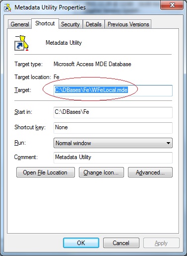 Metadata Utility Shorcut Properties